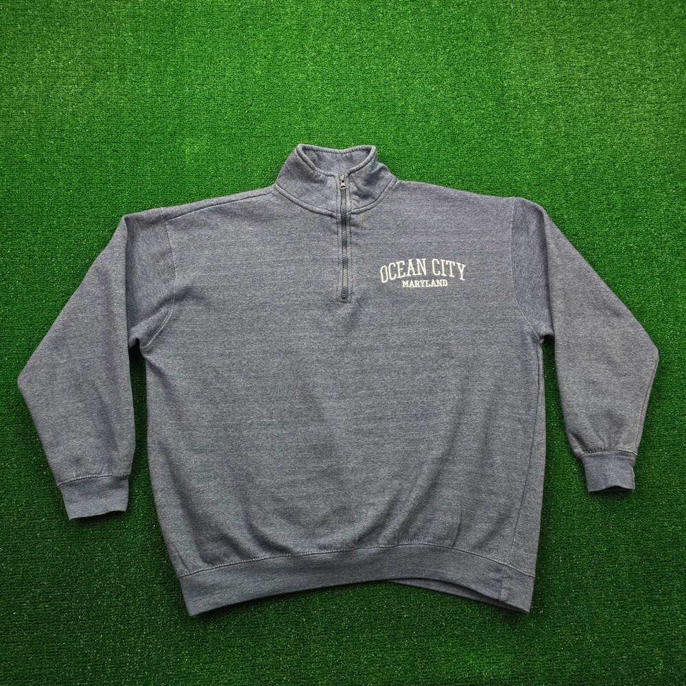 Ocean City Maryland‎ Sweatshirt Mens XL Gray 1/4 Zip Pullover Outdoors Casual